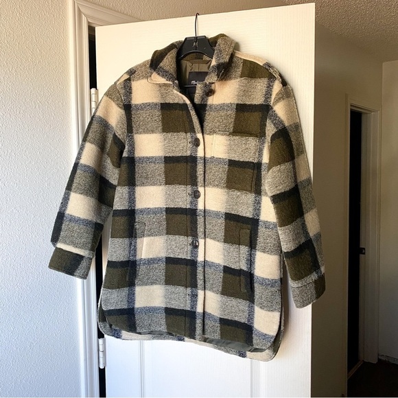Madewell Shirt-Jacket Belrose Shacket Fuzzy Check Fall Maran Plaid XXS EUC - Picture 2 of 14